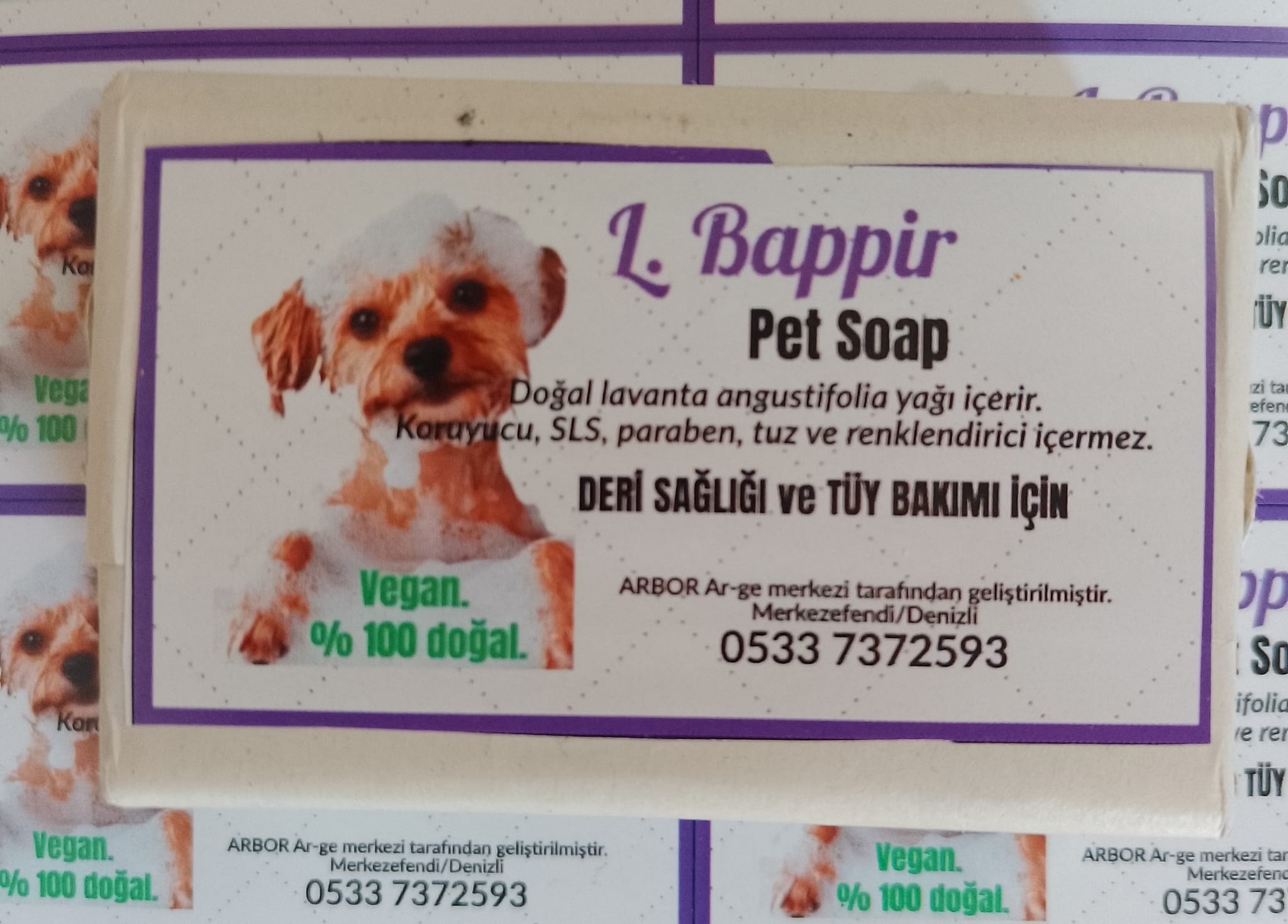 Köpeklerin deri sağlığı ve tüy bakımı için doğal/vegan sabun üretildi. 